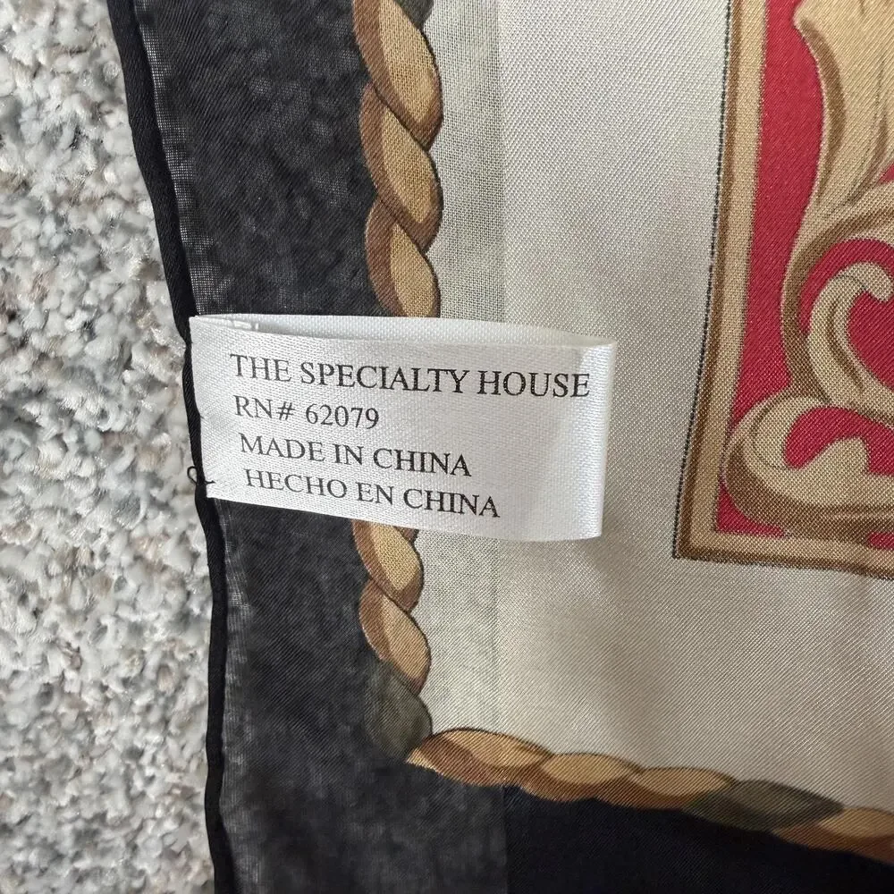 Vintage 90s Y2K The Specialty House Scarf 31x32 Silk Holiday Christmas Baroque